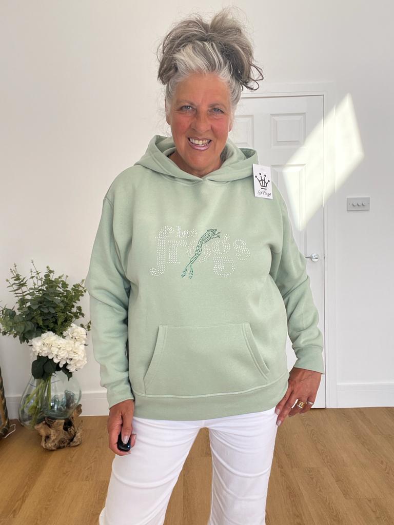 Mint green leaping frog hoodie